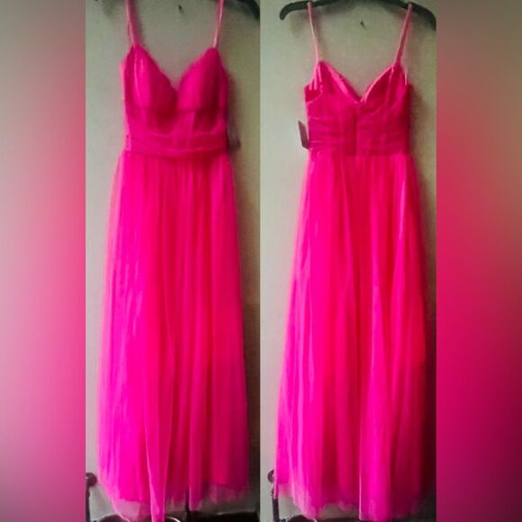MORGAN & CO. SWEETHEART NECK TULLE HOT PINK BALLGOWN JUNIORS SIZE 5~NWT - Picture 2 of 6